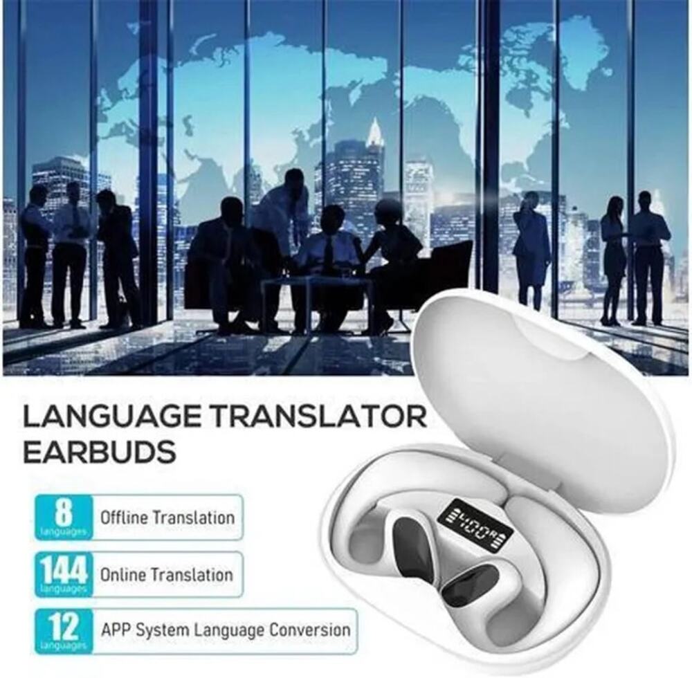 Qinux Talkbuds 3-in-1 Real-Time Language Translator Wireless Earbuds NIB
